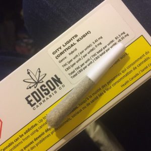city lights critical kush pre-roll by edison cannabis co review by thecoughingwalrus
