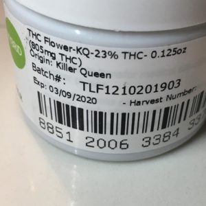 killer queen from curaleaf thc percentage label by indicadam