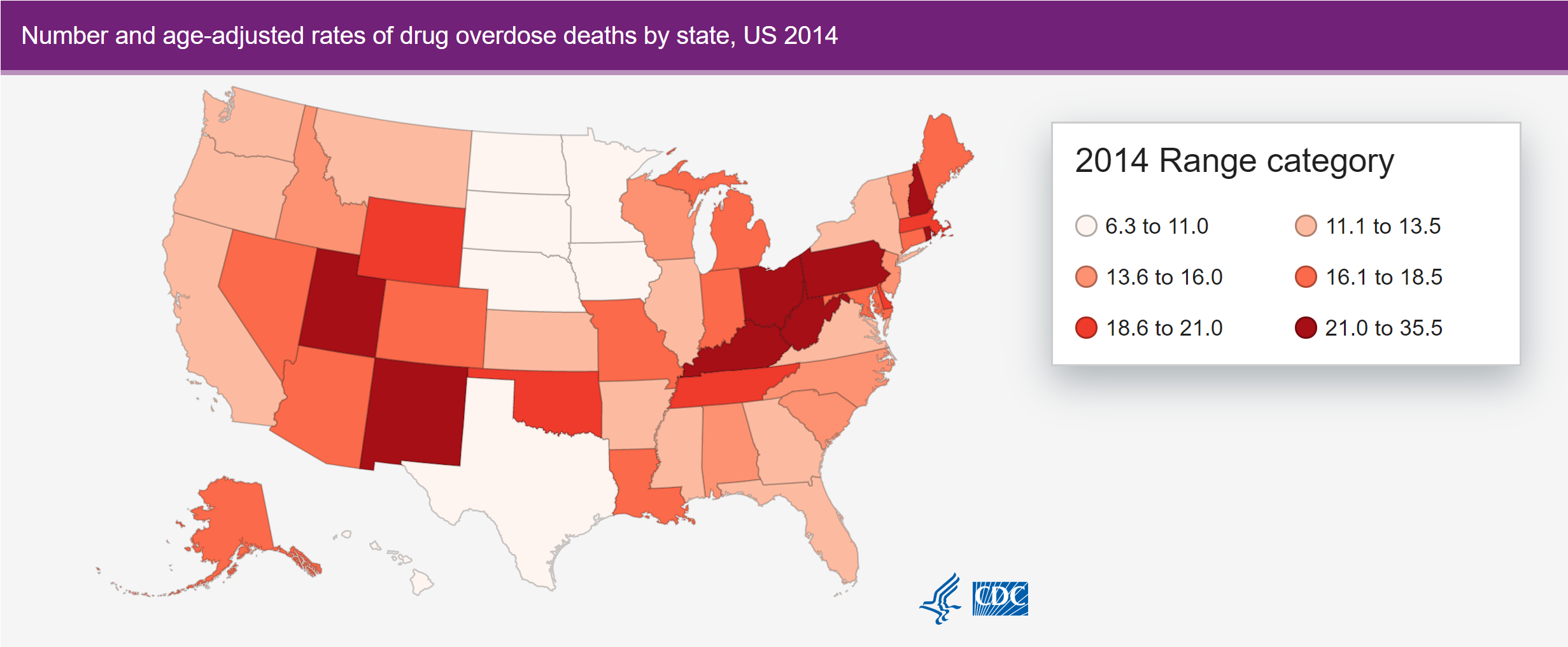 2014 cdc drug overdose state map