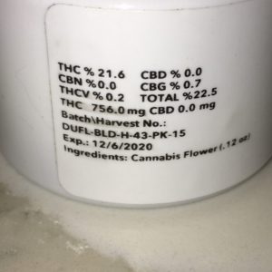 star dawg minis truflower from trulieve thc percentage label by indicadam