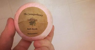 watermelon bath bomb from the cannapothecary cosmetic review by thecoughingwalrus