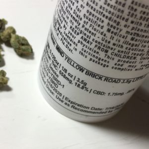 yellow brick road from growhealthy thc percentage label by indicadam