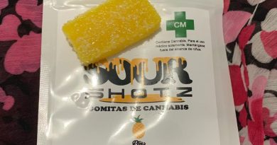 sour shotz pineapple gummy from medigreen edible review by trippietropical