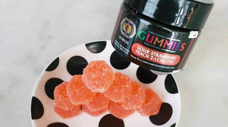 sour strawberry peach 2 to 1 gummies by encore company edible review by upinsmokesession