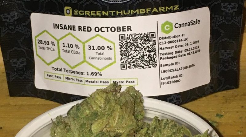 insane red october by greenthumb farmz strain review by trunorcal420