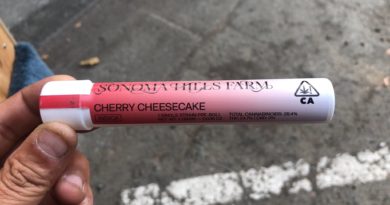 cherry cheesecake pre-roll by sonoma hills farm review by caleb chen