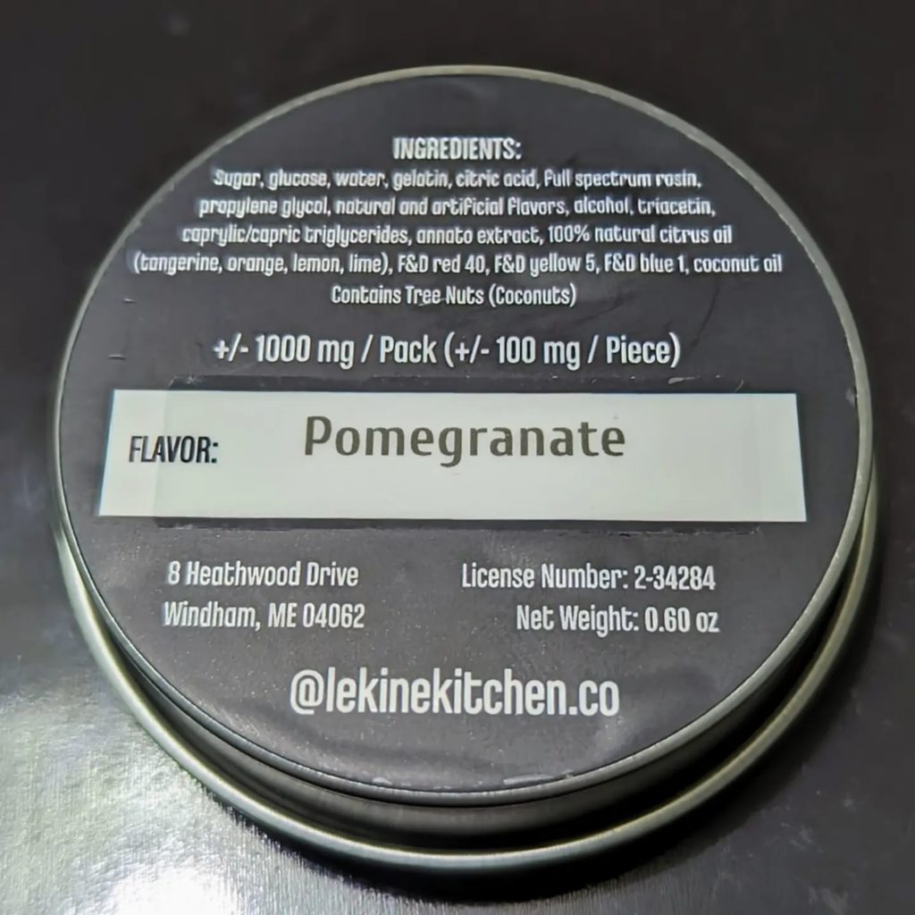 pomegranate 100mg gummies by le kine kitchen edibles review by njmmjguy