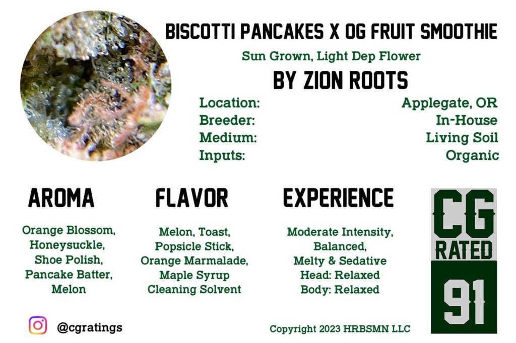 biscotti pancakes x og fruit smoothie by zion roots farms strain review by dank maven 2.jpg