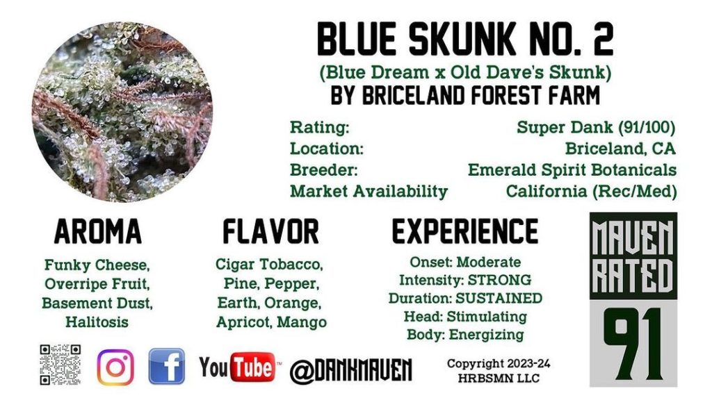 blue skunk 2 by briceland forest farm strain review by dank maven