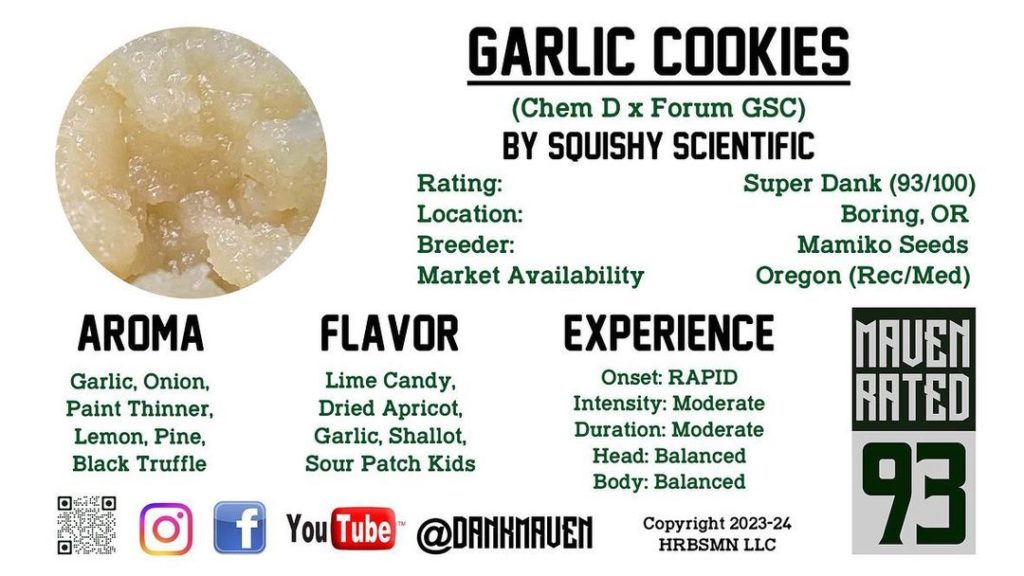 garlic cookies live hash rosin by squishy scientific hash review by dank maven