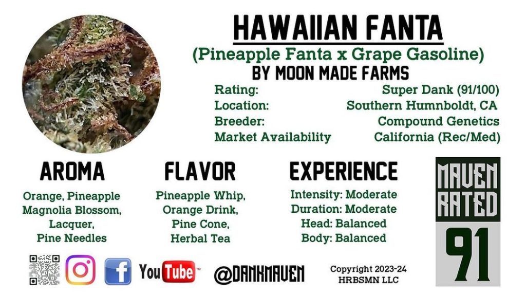 hawaiian fanta by moon made farms strain review by dank maven