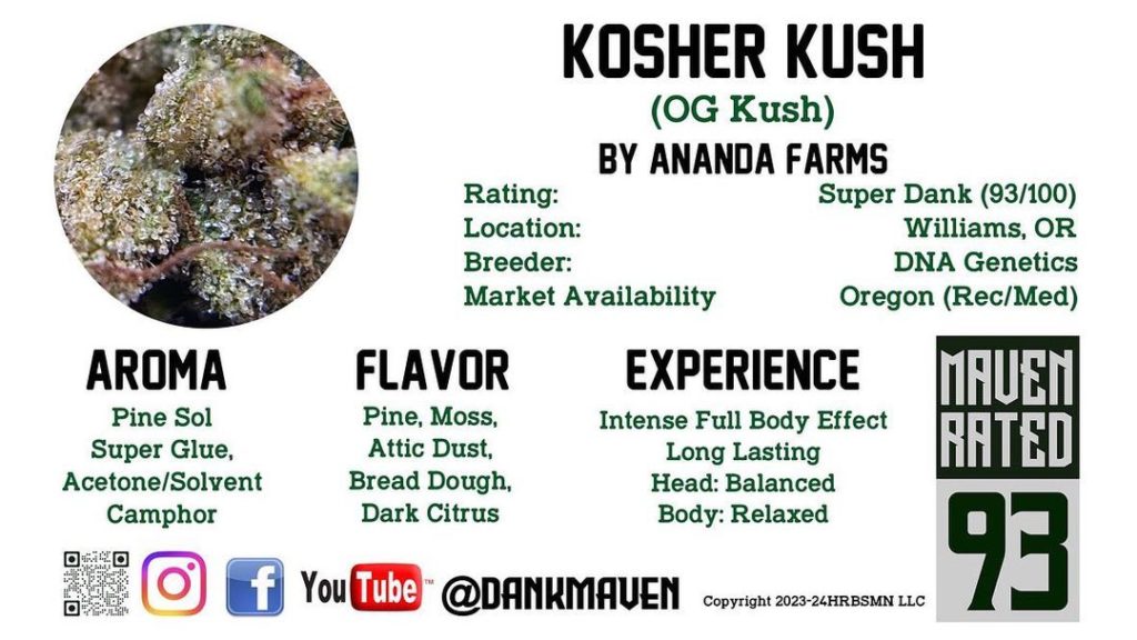 kosher kush by ananda farms strain review by dank maven