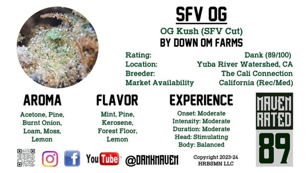 sfv og by down om farms strain review by dank maven