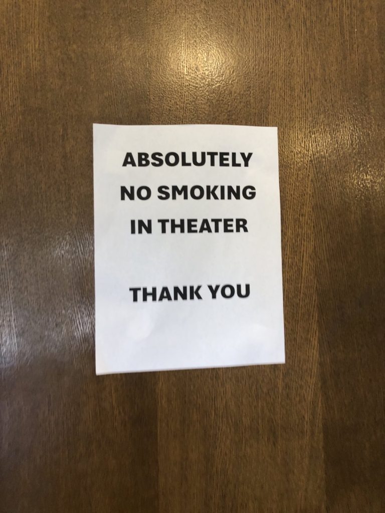 absolutely no smoking in theater sign at emerald cup 2024