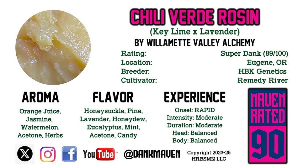 chili verde cold cure rosin by willamette valley alchemy hash review by dank maven2