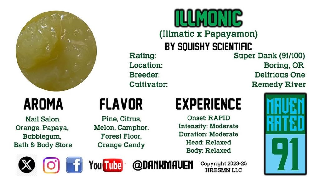 illmonic live rosin by squishy scientific hash review by dankmaven