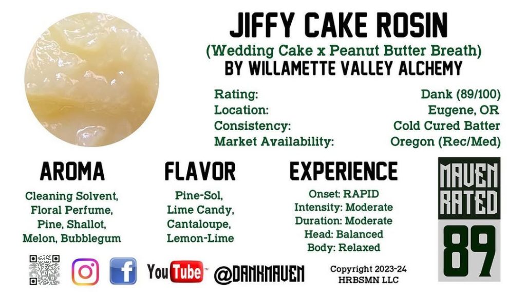 jiffy cake live hash rosin by willamette valley solventless hash review by dank maven