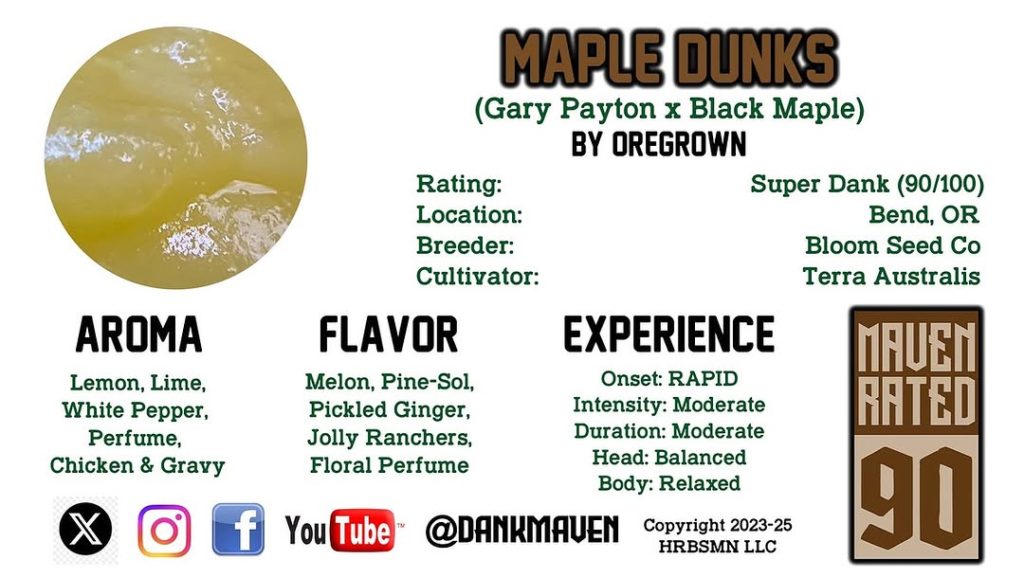 maple dunks live rosin by oregrown hash review by dank maven