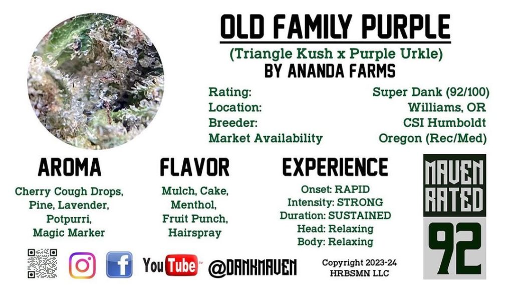 old family purple by ananda farms strain review by dank maven