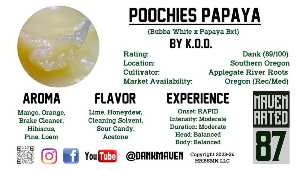 poochies papaya live hash rosin by kod 710 hash review by dank maven