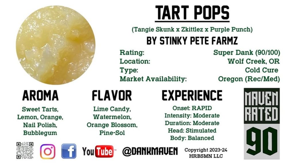 tart popz rosin badder by stinky pete farmz hash review by dank maven