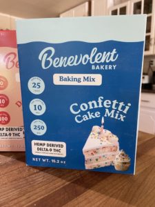 image of a box of Benevolent Bakery infused Confetti Cake Mix.