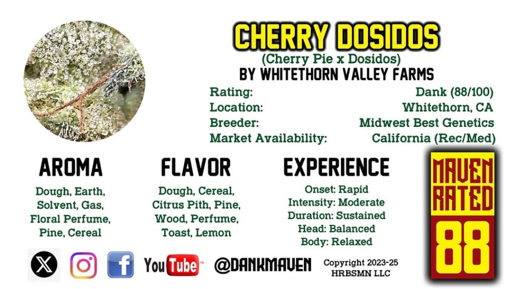 cherry dosidos by whitethorn valley farm strain review by dank maven